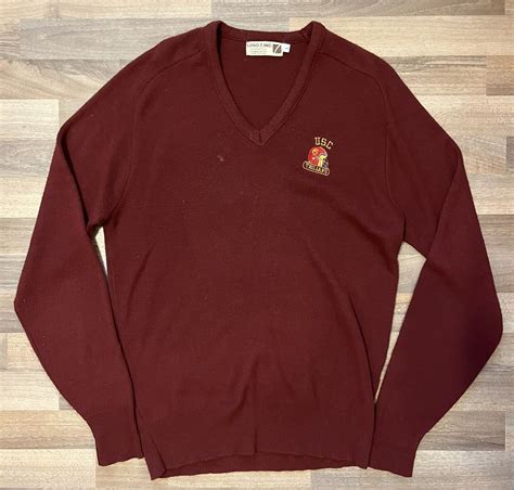 Vintage USC Trojans sweater 1970s Logo 7 RARE maroon … - Gem