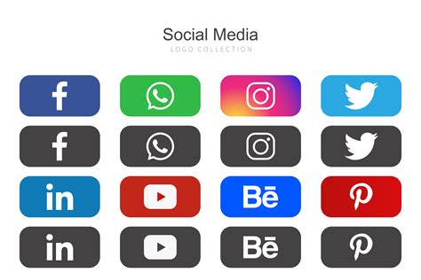 Rounded Rectangle Social Media Icons Set - Download Free Vectors, Clipart Graphics & Vector Art