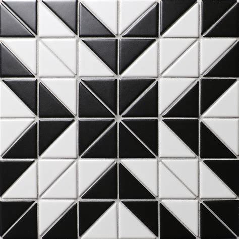 Artistic 2'' Black White Triangle Tile, Porcelain Floor Tile Patterns Online - ANT.TILE