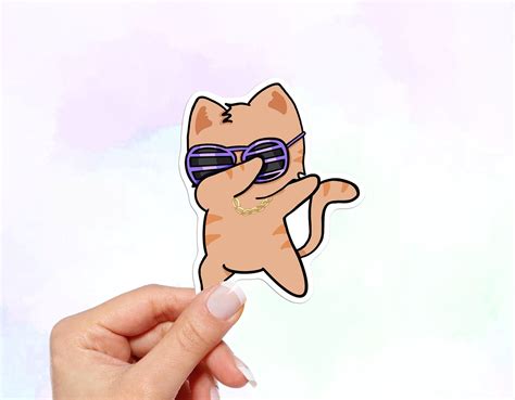 Dab Cat Meme Vinyl Sticker Dabbing Cat Sticker Water Bottle - Etsy