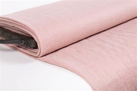 Last piece 2.4 yd / 2.2 m Linen fabric Pink and Gray, Herringbone ...