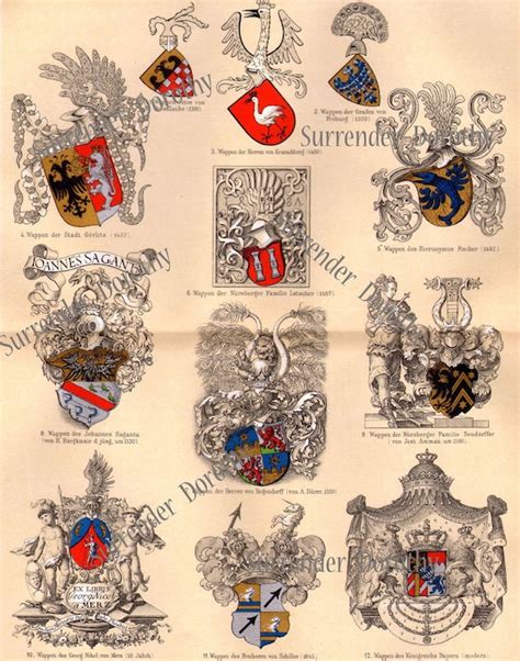 Royal Family Crests Coats of Arms Germany 1887 Victorian - Etsy