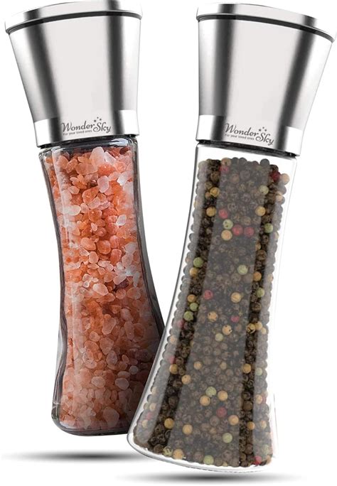 Amazon.com: Salt and Pepper Grinder Set - 2 Pack - Pepper Mill, Salt Grinder, Refillable, Pepper ...