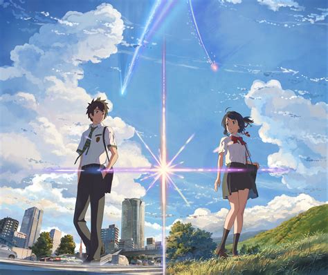 Your Name Anime HD Wallpaper: Taki & Mitsuha Under the Sky