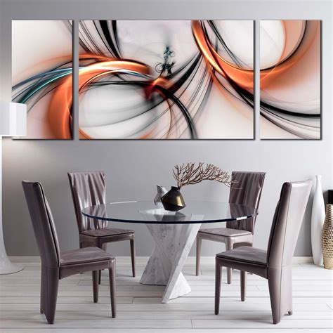 3D Abstract Canvas Print, Orange Black Abstract Art Print 3 Piece Multi ...