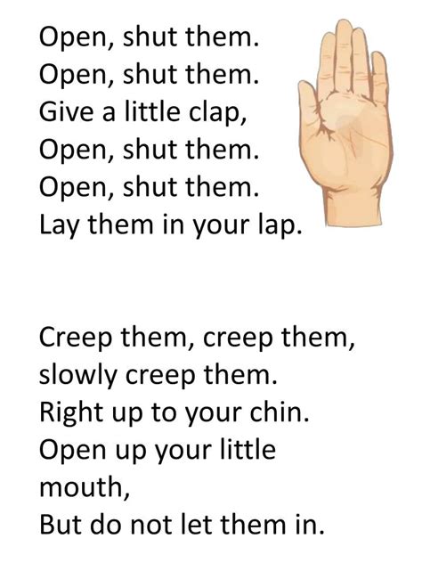 PPT - Open, shut them. Open, shut them . Give a little clap, Open, shut ...