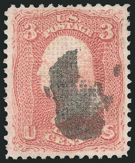 US Stamps Values Scott Catalog 83 - 1867 3c Washington Grill