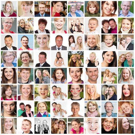 Collage aus vielen verschiedenen Menschen Stock Photo | Adobe Stock