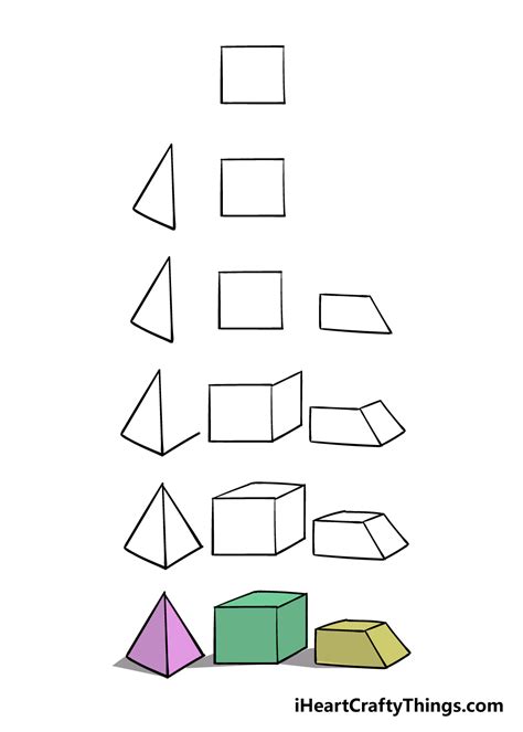 3D Shapes Drawing - How To Draw 3D Shapes Step By Step