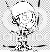 Clipart Of A Cartoon Lineart Boy Taking Ropes Course  Royalty Free sketch template