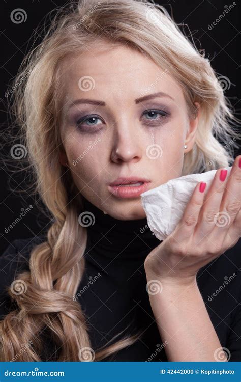 Upset Crying Woman. Tragic Expression Stock Photo - Image of black, misery: 42442000