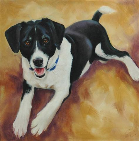 Black and White Dog Painting by Pet Whimsy Portraits - Pixels