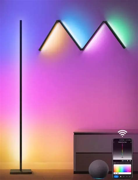 RGB+IC FLOOR LAMP, Modern Foldable LED Corner Lamp Works with Alexa, 16 Million $77.32 - PicClick
