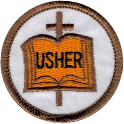 BPA-U-USHER-BC Embroidered Emblem - Church - Usher Bible-Cross 2"