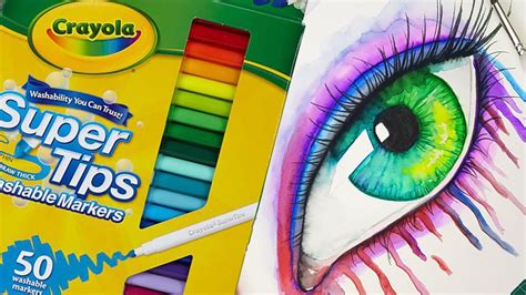 Crayola Super Tips Markers Watercolour Method Review - YouTube