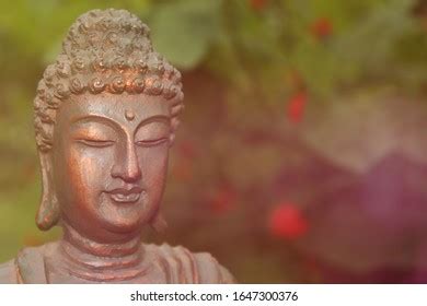 Buddha Statue Peach Blossoms Background Stock Photo 1088854598 ...