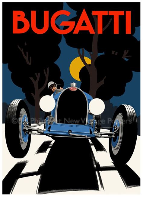 Art Deco Bugatti T51 Night Poster | Vintage posters, Bugatti, Art deco ...