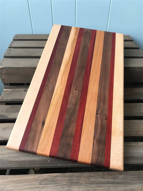 Cutting Board // Large // Cherry Walnut Maple Bloodwood | Etsy