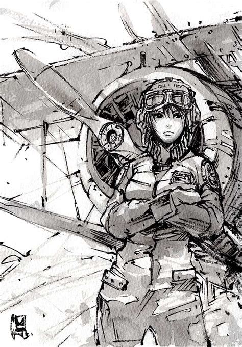 A girl Pilot Ink sketch by MyCKs on DeviantArt