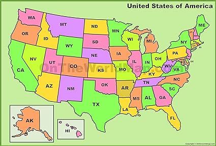 Us Map With State Abbreviations | Time Zones Map World