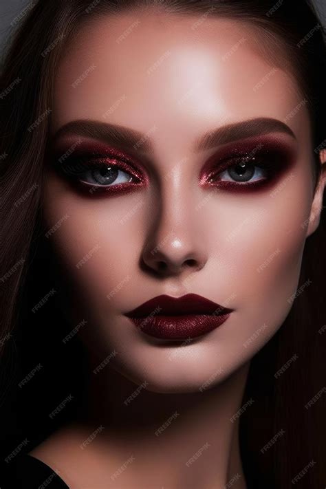Premium AI Image | A woman with dark red lips and dark red lipstick