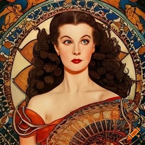 Vivien leigh as spanish republic by hokusai and alphonse mucha on Craiyon