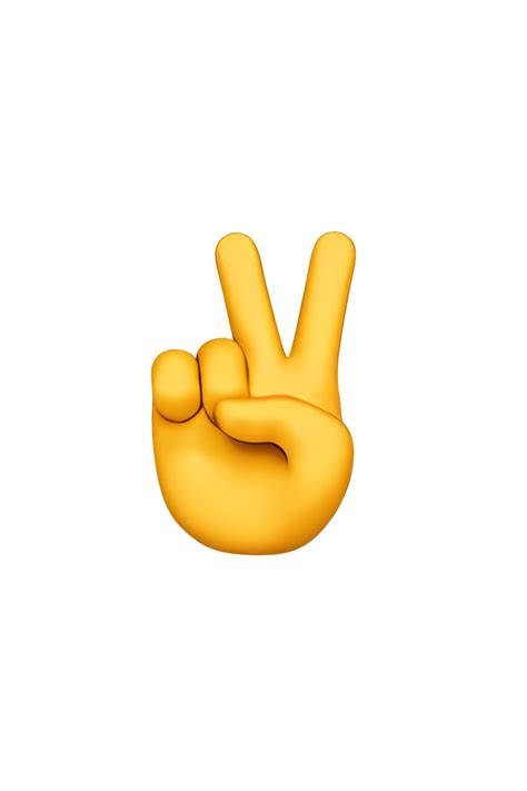 a yellow peace sign with two fingers in the shape of a v on it's left hand