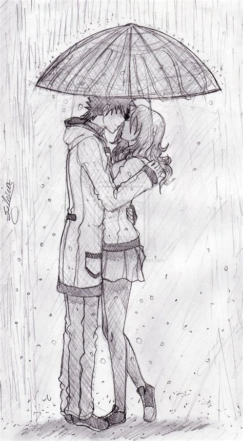 kiss in the rain drawing | Couple sketch, Romantic couple pencil sketches, Cute couple drawings