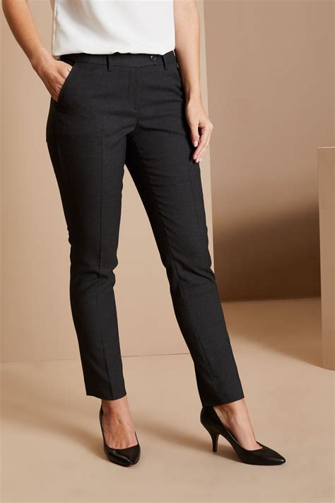 Contemporary Women's Slim Leg Unhemmed Suit Trousers, Charcoal | Simon ...