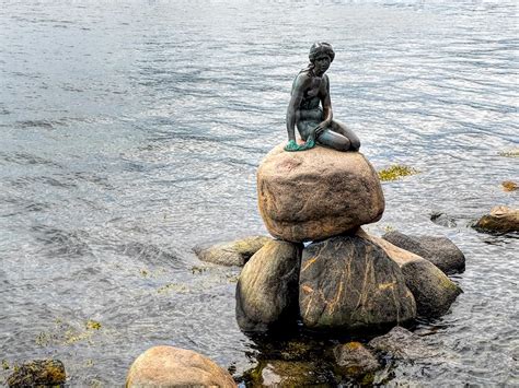 Famous Little Mermaid Statue in Copenhagen, Denmark