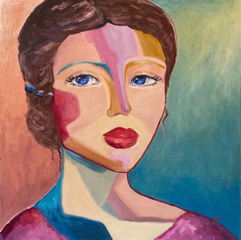 Sveta Hessler - "Lady L" Oil on Canvas 40" x 40" by Sveta For Sale at 1stDibs