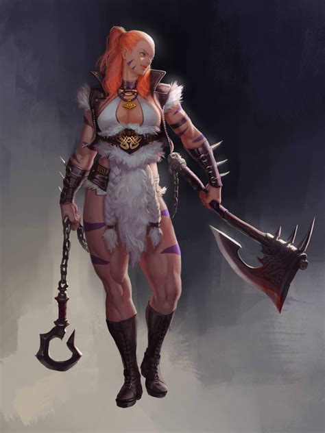 Pin by Katya Cyan on charismatic characters Female | Female barbarian, Fantasy female warrior ...