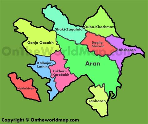 Administrative map of regions in Azerbaijan - Ontheworldmap.com