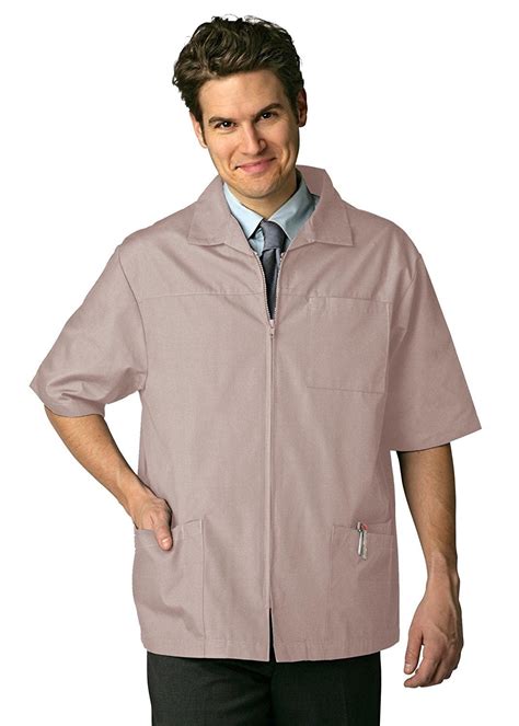 Adar Universal Scrubs For Men - Zippered Short Sleeved Scrub Jacket ...