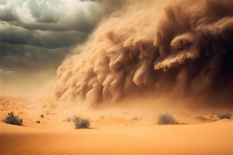 Sand and Dust Storm Over Desert