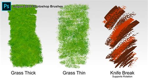 3 new brushes for Photoshop are now available for download. You can use these to paint grass and ...