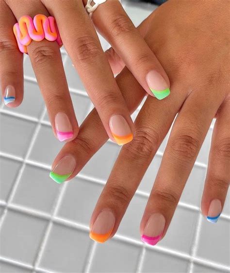 40 Cute & Coloured French Tip Nails : Colourful & Funky Funky French ...