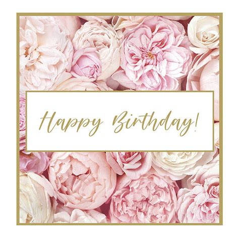 Cards White Happy Birthday Pink Florals (10x10cmH) Pk 50