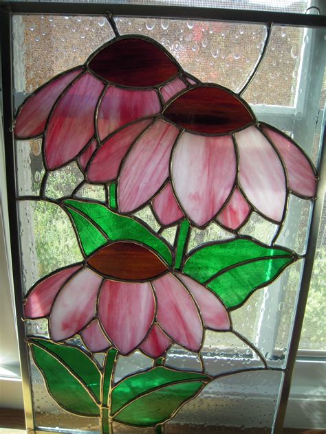 Purple ConeFlowers - also known as Echinea #StainedGlassPatterns | Stained glass flowers, Faux ...