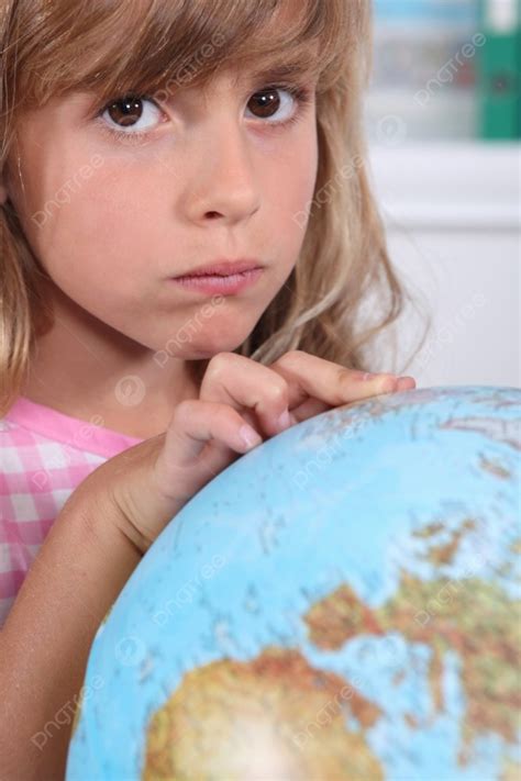 Girl Pointing At Globe Photo Background And Picture For Free Download - Pngtree