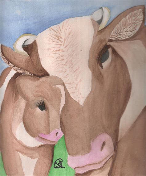 Cow and Calf Painting by Gail Schmiedlin - Fine Art America