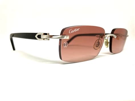 Cartier C Decor Platinum Acetate 56-16-135 Rimless Sunglasses - Etsy