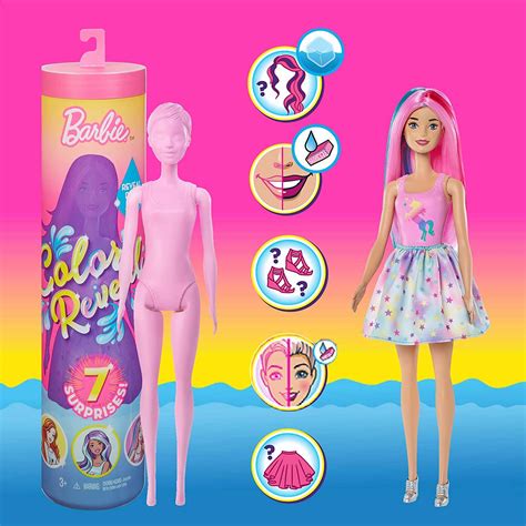 Barbie Color Reveal Doll with 7 Surprises: Water,Animal Series. - Other