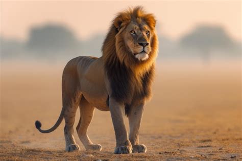 Premium Photo | Male lion in the African savannah