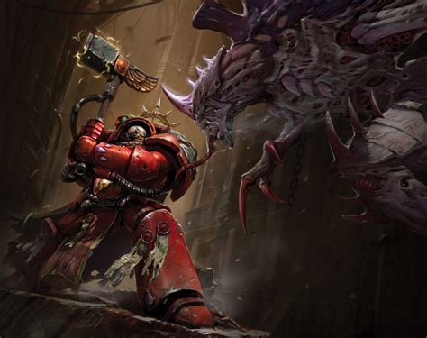 Blood Angels Space Marine smashing Tyranids | Blood Angels Artwork (Warhammer 40k) | Pinterest ...