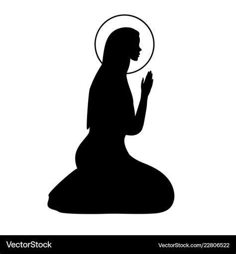 Icon with praying virgin mary hand drawn outline Vector Image