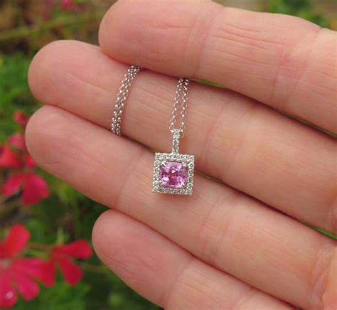 1.07 ctw Pink Sapphire and Diamond Pendant in 14k white gold (SSP-5081)