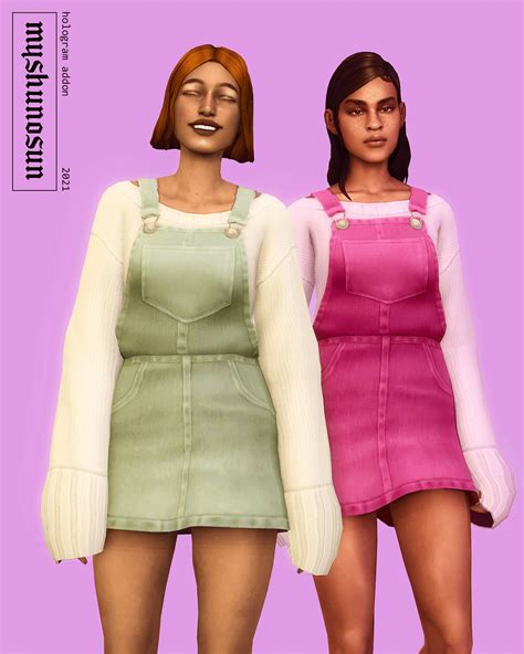 Sims 4 hologram set addon // sweater + overalls - MiCat Game