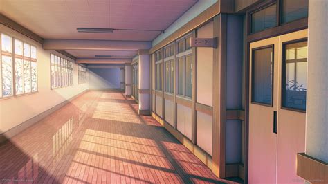 School Hallway Background Anime