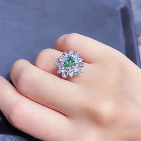 Green Diamond Ring | Etsy